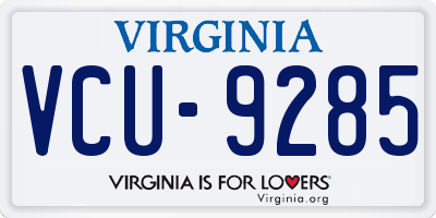 VA license plate VCU9285