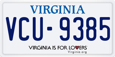 VA license plate VCU9385