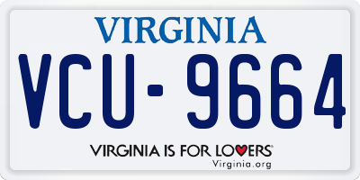 VA license plate VCU9664