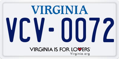 VA license plate VCV0072