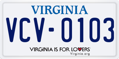 VA license plate VCV0103