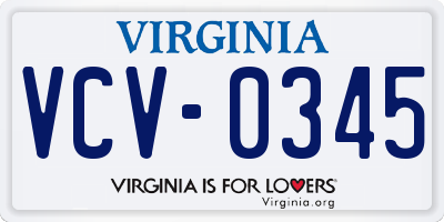 VA license plate VCV0345