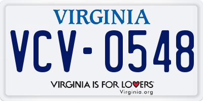 VA license plate VCV0548
