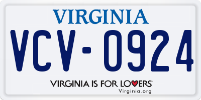 VA license plate VCV0924