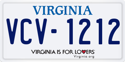 VA license plate VCV1212