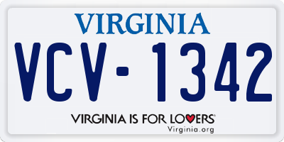 VA license plate VCV1342