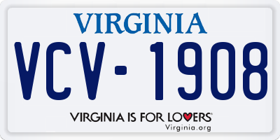 VA license plate VCV1908