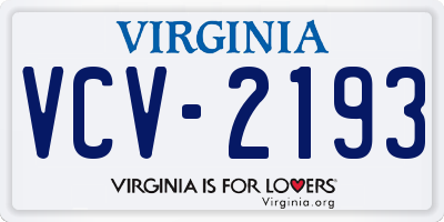 VA license plate VCV2193