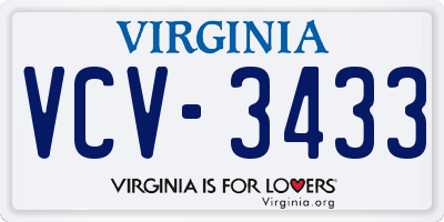 VA license plate VCV3433