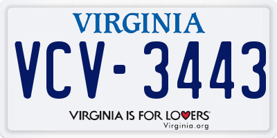 VA license plate VCV3443