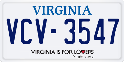 VA license plate VCV3547