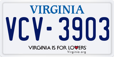 VA license plate VCV3903