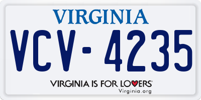 VA license plate VCV4235