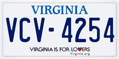 VA license plate VCV4254