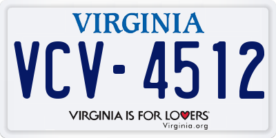VA license plate VCV4512