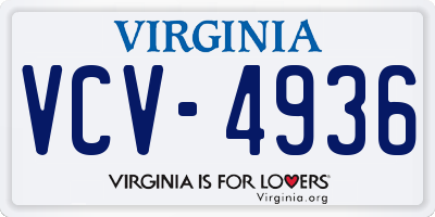 VA license plate VCV4936