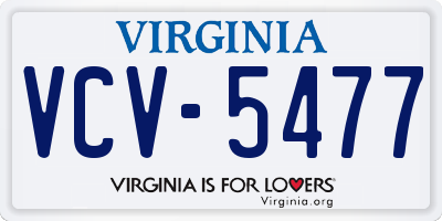 VA license plate VCV5477