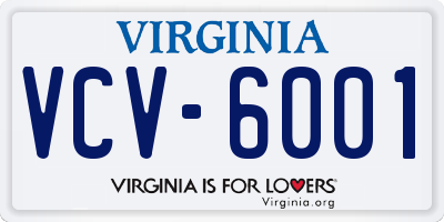 VA license plate VCV6001