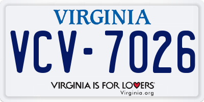 VA license plate VCV7026