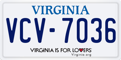 VA license plate VCV7036