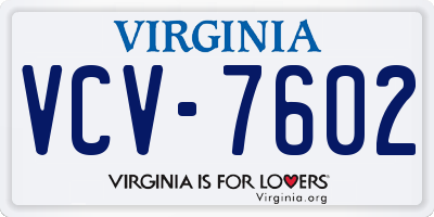 VA license plate VCV7602