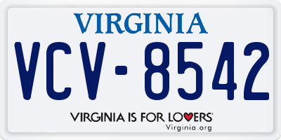 VA license plate VCV8542