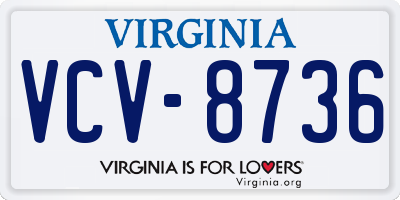 VA license plate VCV8736
