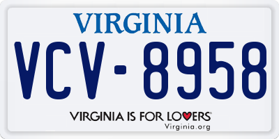 VA license plate VCV8958