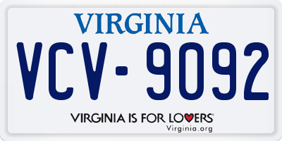 VA license plate VCV9092