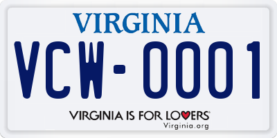 VA license plate VCW0001
