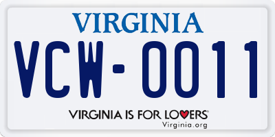 VA license plate VCW0011