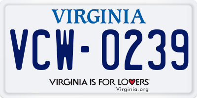 VA license plate VCW0239