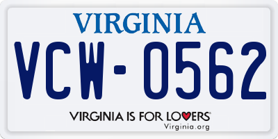 VA license plate VCW0562