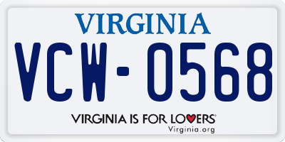 VA license plate VCW0568