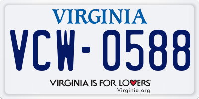 VA license plate VCW0588