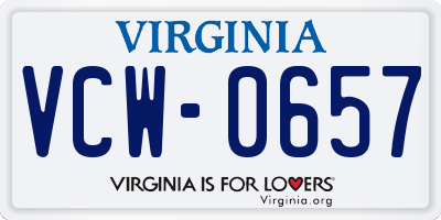 VA license plate VCW0657