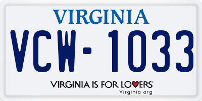 VA license plate VCW1033