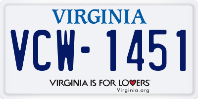 VA license plate VCW1451