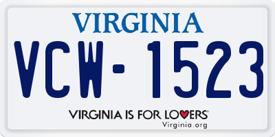 VA license plate VCW1523