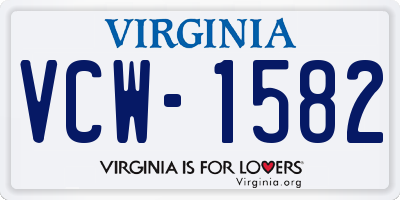 VA license plate VCW1582