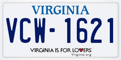 VA license plate VCW1621