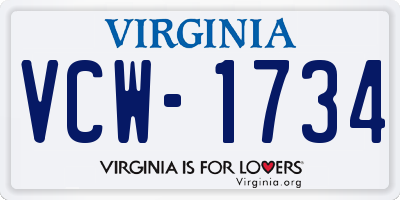 VA license plate VCW1734