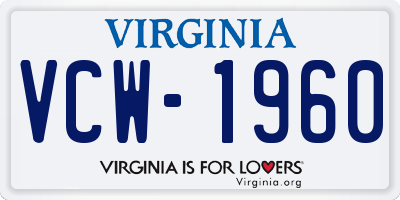 VA license plate VCW1960