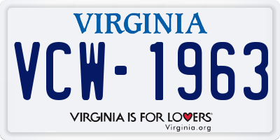 VA license plate VCW1963
