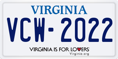 VA license plate VCW2022