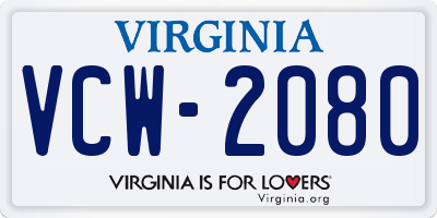 VA license plate VCW2080