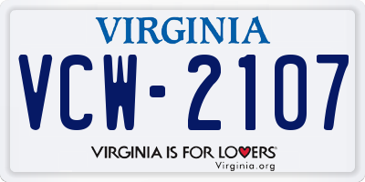 VA license plate VCW2107