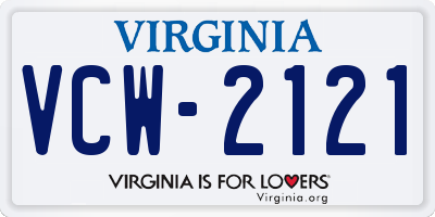 VA license plate VCW2121