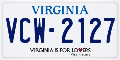 VA license plate VCW2127