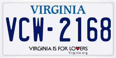 VA license plate VCW2168